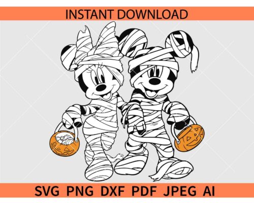 Halloween Mummy Mouse SVG, Disney Mummy with Pumpkin SVG