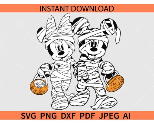 Halloween Mummy Mouse SVG, Disney Mummy with Pumpkin SVG