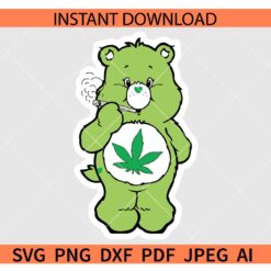 Joint smoking care bear SVG, Care Bear Smoking Marijuana SVG, 420 Care Bear SVG