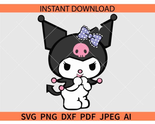 Kawaii kitty Kuromi SVG, Kuromi Hello Kitty Svg, Sanrio Kitty Kuromi Svg