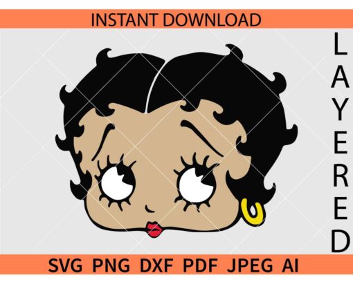 Layered Betty Face SVG, Betty Boop Face SVG