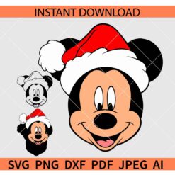 Layered Santa Mickey SVG, Mickey Head with Santa Hat SVG, Santa Mouse SVG