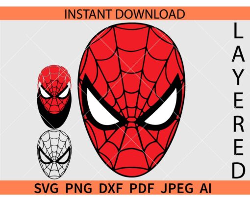 Layered Spiderman Head SVG, Spiderman Mask SVG