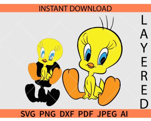Layered Tweety SVG, Tweety Looney Toones SVG