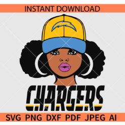 Los Angeles Chargers Girl SVG, Los Angeles Chargers Girl with Hat SVG