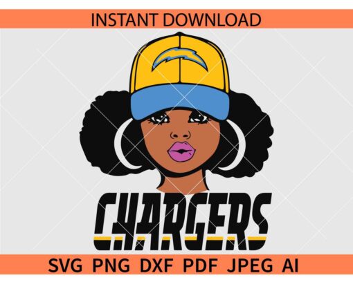 Los Angeles Chargers Girl SVG, Los Angeles Chargers Girl with Hat SVG