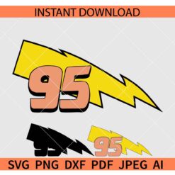 MCQueen 95 SVG, Disney Cars Lightning Mcqueen Number 95 SVG
