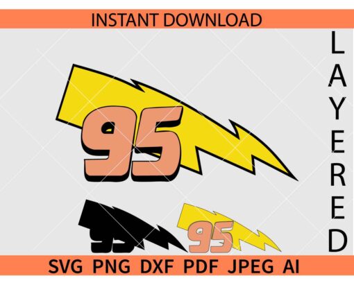 MCQueen 95 SVG, Disney Cars Lightning Mcqueen Number 95 SVG