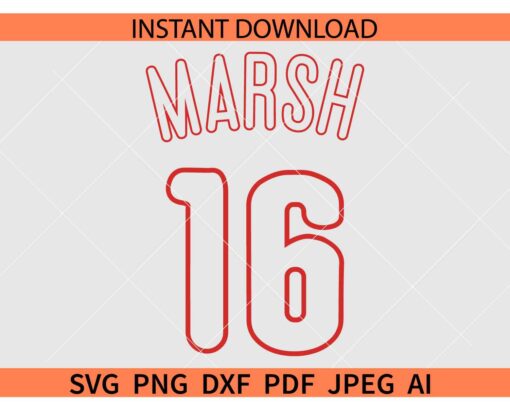 Marsh Jersey SVG, No 16 Marsh Jersey SVG