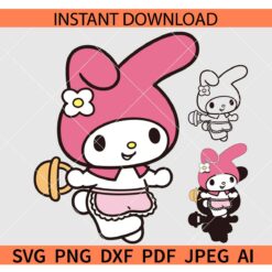Melody Sanrio SVG, Hello Kitty My Melody SVG, My Melody Kitten SVG