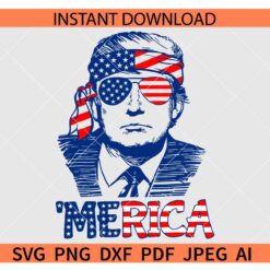 Merica Trump SVG, Trump with Patriotic Bandana SVG