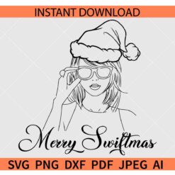 Merry Swiftmas Sketch SVG, Merry Swiftmas Sunglasses SVG, Merry Swiftmas Santa Hat SVG