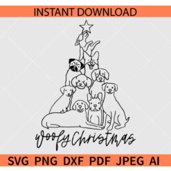 Merry Woofmas Christmas Tree SVG, Merry Woofmas Dog Breeds SVG