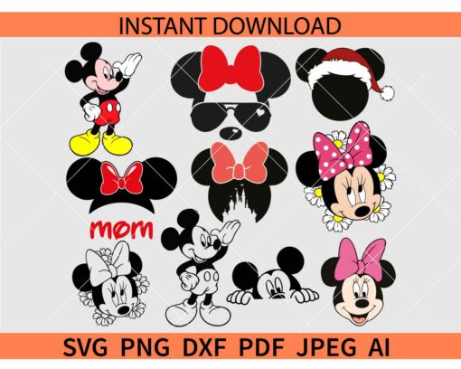 Mickey Minnie Bundle SVG, Mickey Mouse Bundle SVG, Disney Bundle SVG
