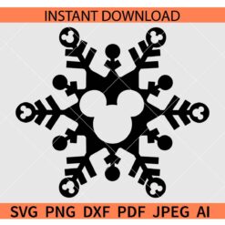 Mickey Mouse Snowflake SVG, Disney Snowflake SVG, Mickey Head Snowflake SVG