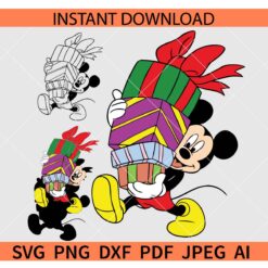 Mickey gifts SVG, Mickey Mouse Carrying Present SVG, Disney Carrying Gift SVG