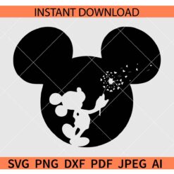 Mickey head dandelion SVG, Mickey spread love SVG, Mickey blowing dandelion SVG