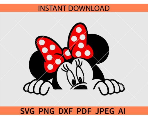 Minnie peeking SVG, Peeking Minnie Mouse SVG