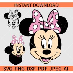 Minnie smiling SVG, Happy Minnie Mouse SVG, Minnie with Polka Dots Bow SVG