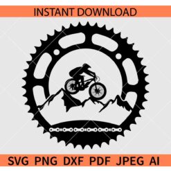 Mtb Biker Mountain Trail Sprocket SVG