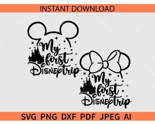 My First Trip Mouse Ears SVG, Mickey Minnie My First Trip SVG