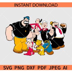 Popeye and Friends SVG, Popeye the Sailor man and friends SVG