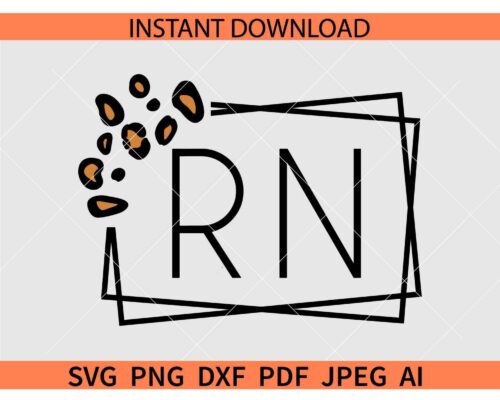 RN square leopard print SVG, Registered Nurse square leopard print SVG