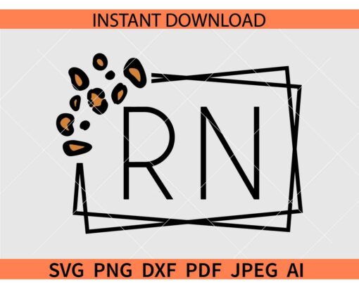 RN square leopard print SVG, Registered Nurse square leopard print SVG