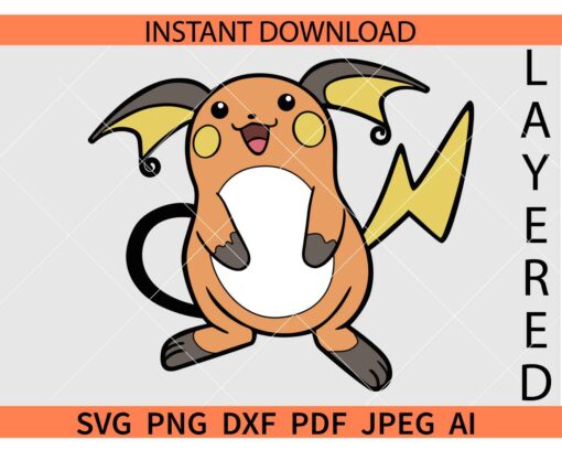 Raichu SVG, Pokemon Raichu SVG, Pokemon Layered SVG