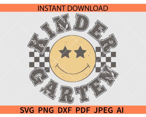 Retro Kindergarten smiley Face checkered SVG, Kindergarten Smiley Face Checkered SVG