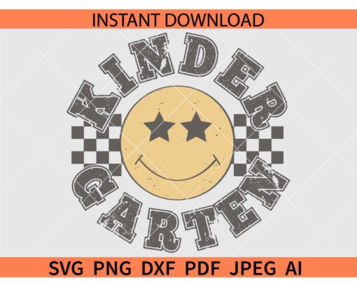 Retro Kindergarten smiley Face checkered SVG, Kindergarten Smiley Face Checkered SVG