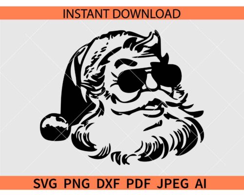 Retro Santa with sunglasses SVG, Santa Claus Sunglasses SVG