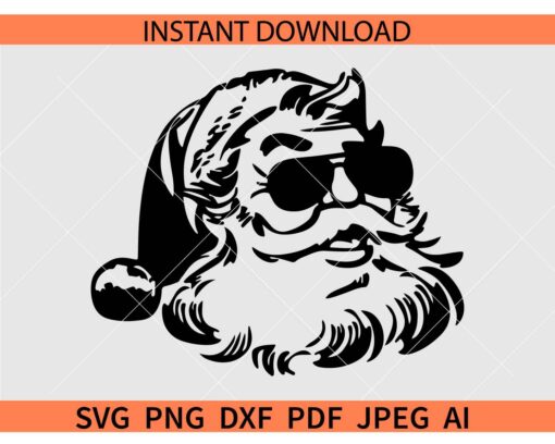  Retro Santa with sunglasses SVG, Santa Claus Sunglasses SVG
