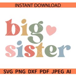 Retro big sister SVG, Big Sister Heart Symbol SVG