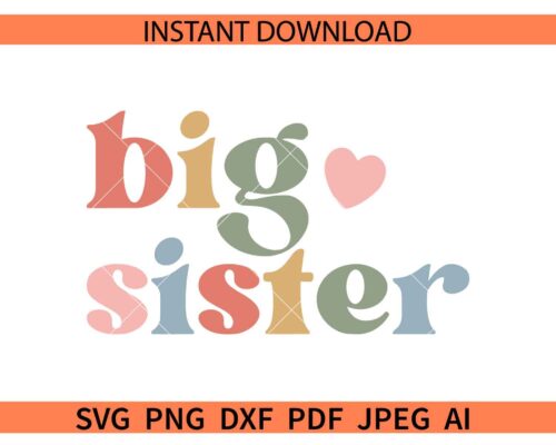 Retro big sister SVG, Big Sister Heart Symbol SVG