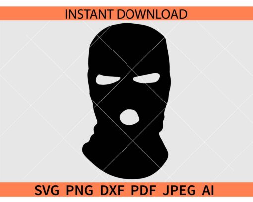 SKI mask Silhouette SVG, Gangsta Ski mask SVG, Balaclava Mask SVG