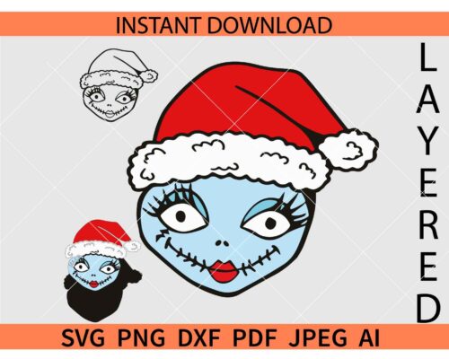 Sally Christmas SVG, Santa Sally SVG, Sally with Santa Hat SVG
