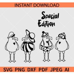 Seagulls Sketch SVG, Special Edition Seagulls Cartoon SVG, Seagulls Family SVG