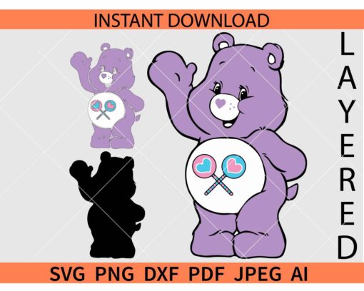 Share Bear SVG, Share care bear Layered SVG
