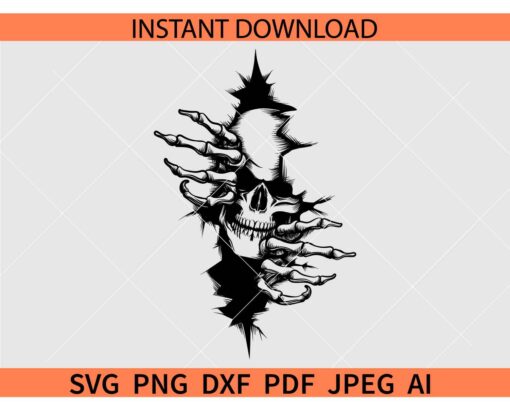 Skull In The Wall SVG, Skull Crushing Wall SVG