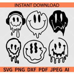 Smiley Face bundle SVG, Melting Face Bundle SVG, Melted Smiley Faces SVG