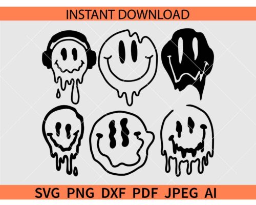 Smiley Face bundle SVG, Melting Face Bundle SVG, Melted Smiley Faces SVG
