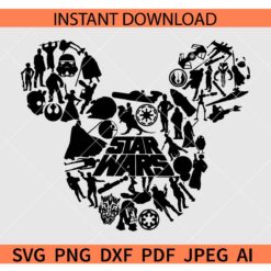 Star wars mickey Ears SVG, Star wars mickey Head SVG, Star wars Disney SVG