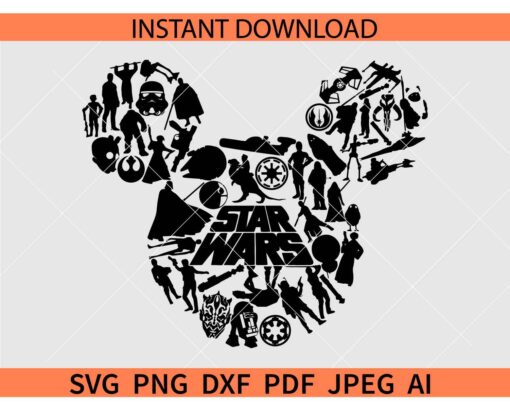 Star wars mickey Ears SVG, Star wars mickey Head SVG, Star wars Disney SVG