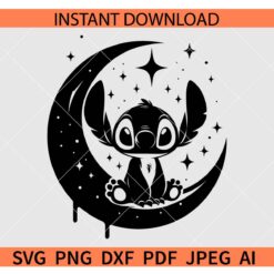 Stitch on moon SVG, Celestial Stitch SVG, Magical Stitch SVG