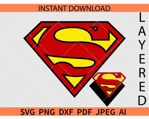 Superman logo SVG, Layered Superman shield SVG