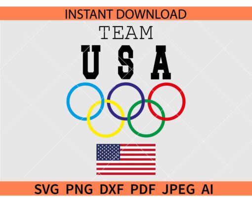Team USA Olympic Rings SVG, Team USA Olympic Rings Flag SVG