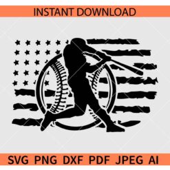 US baseball flag SVG, Patriotic Baseball Player SVG
