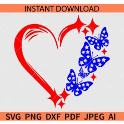 USA Butterfly Love SVG, USA Butterfly Heart Symbol SVG