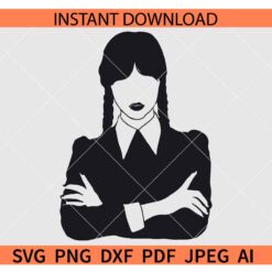 Wednesday Addams Silhouette SVG, Wednesday Addams Portrait SVG, The Addams Family SVG